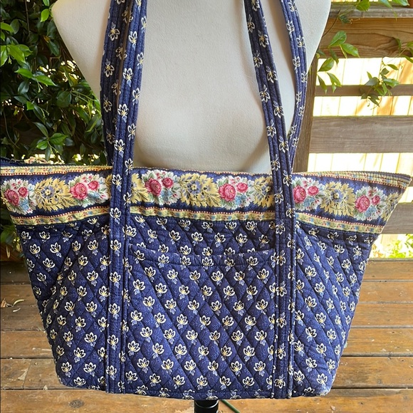 Vera Bradley Handbags - Vera Bradley Blue and Yellow Quilted Duffle with Double Shoulder Straps